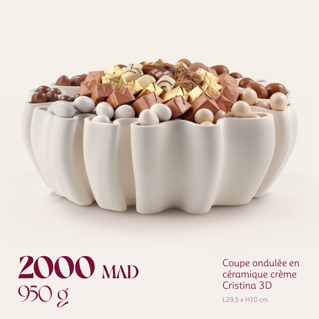 Coupe ondulée en céramique crème Cristina 3D